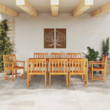 Garden Dining Set 9 pcs Brown Solid Acacia Wood - Top-Down View