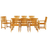 Garden Dining Set 9 pcs Brown Solid Acacia Wood - Close-Up Angle