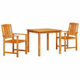 Garden Dining Set 3 pcs Brown Solid Acacia Wood - Front View