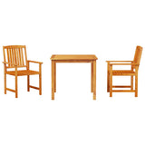 Garden Dining Set 3 pcs Brown Solid Acacia Wood - Close-Up Angle