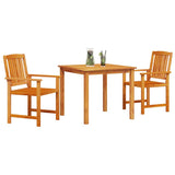 Garden Dining Set 3 pcs Brown Solid Acacia Wood - Side View