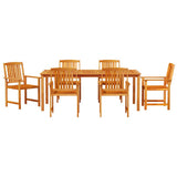 Garden Dining Set 7 pcs Brown Solid Acacia Wood - Close-Up Angle