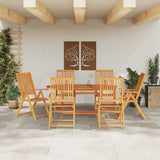Garden Dining Set Folding 7 pcs Brown Solid acacia wood - Top-Down View