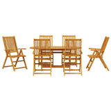 Garden Dining Set Folding 7 pcs Brown Solid acacia wood - Close-Up Angle