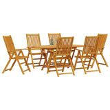 Garden Dining Set Folding 7 pcs Brown Solid acacia wood - Side View