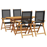 Garden Dining Set 5 pcs Black Solid Acacia Wood