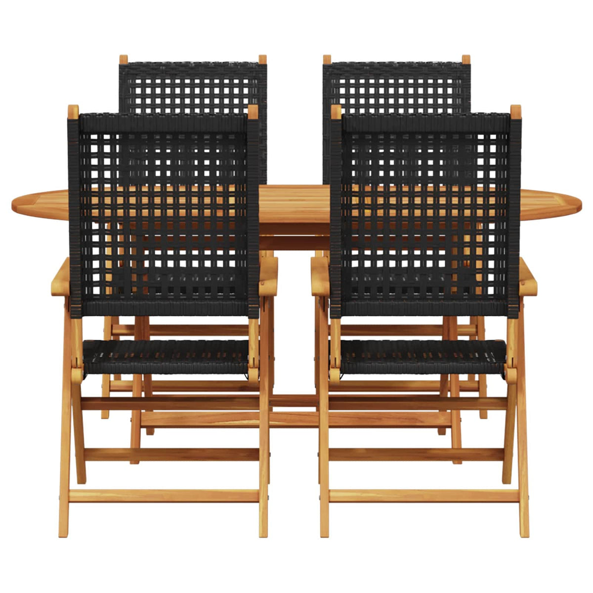 Garden Dining Set 5 pcs Black Solid Acacia Wood