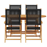 Garden Dining Set 5 pcs Black Solid Acacia Wood