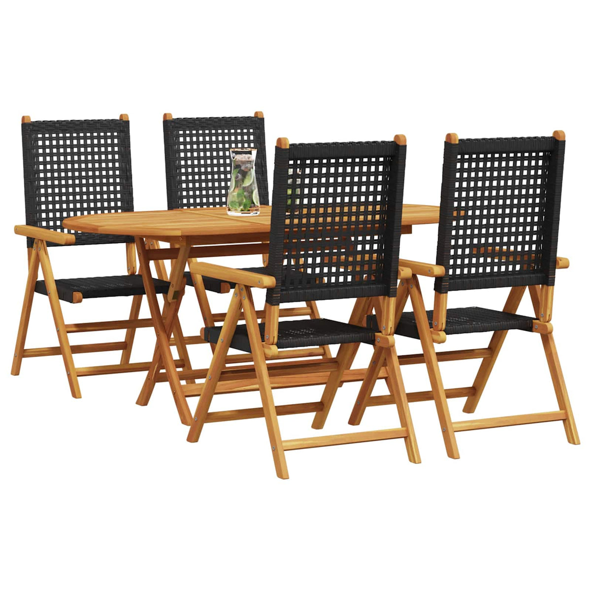 Garden Dining Set 5 pcs Black Solid Acacia Wood