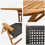 Garden Dining Set 7 pcs Black Solid acacia wood and poly rattan - Extra Image