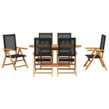 Garden Dining Set 7 pcs Black Solid acacia wood and poly rattan - Extra Image