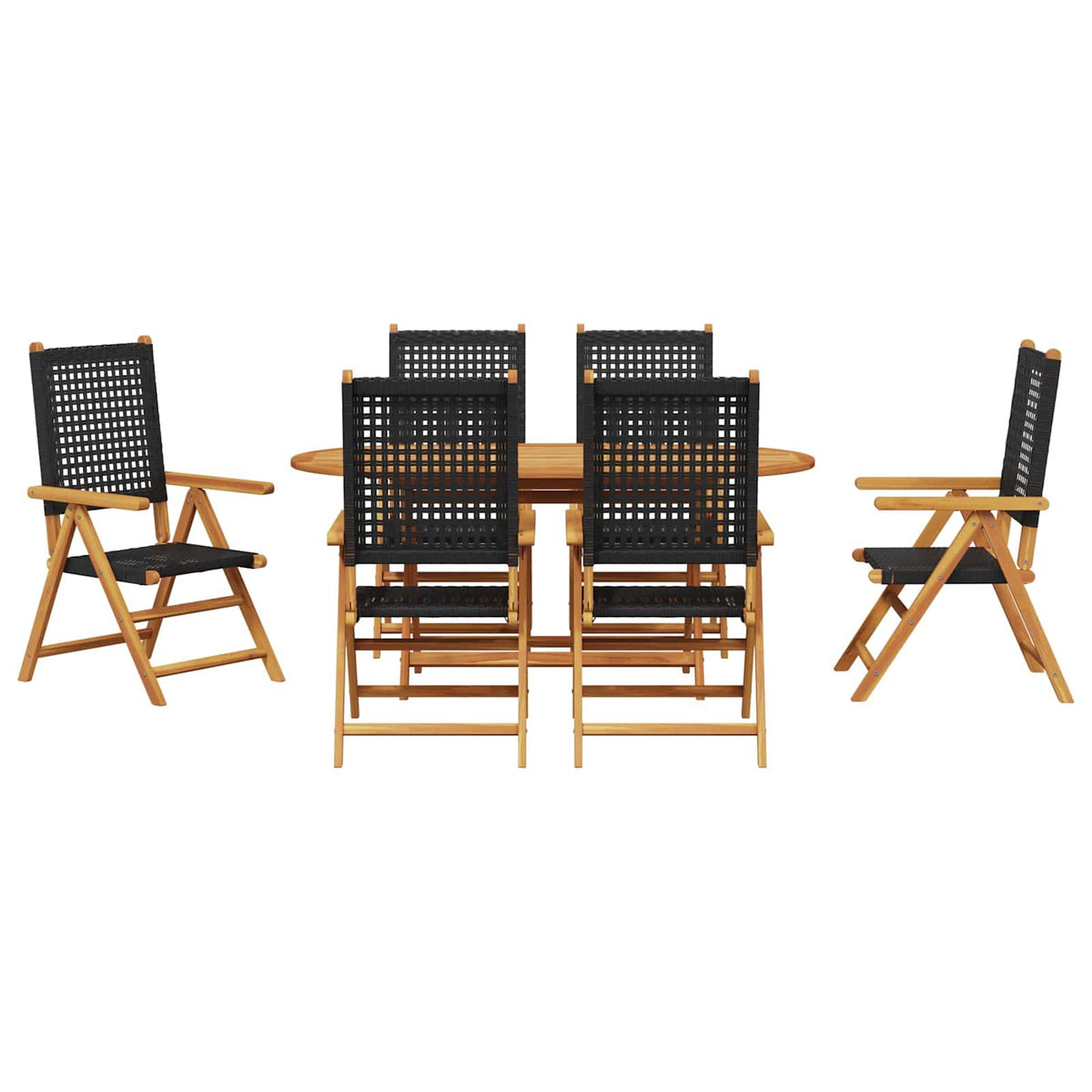 Garden Dining Set 7 pcs Black Solid Acacia Wood