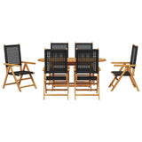 Garden Dining Set 7 pcs Black Solid Acacia Wood