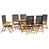 Garden Dining Set 7 pcs Black Solid Acacia Wood