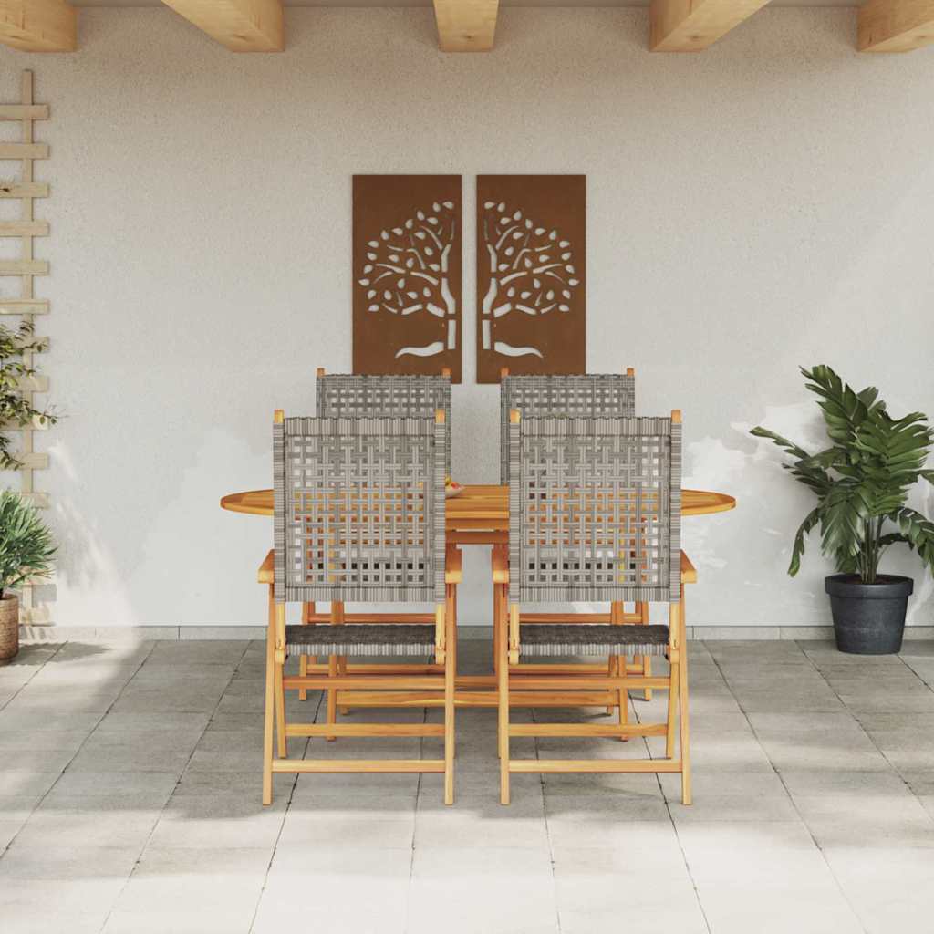 Garden Dining Set 5 pcs Grey Solid Acacia Wood