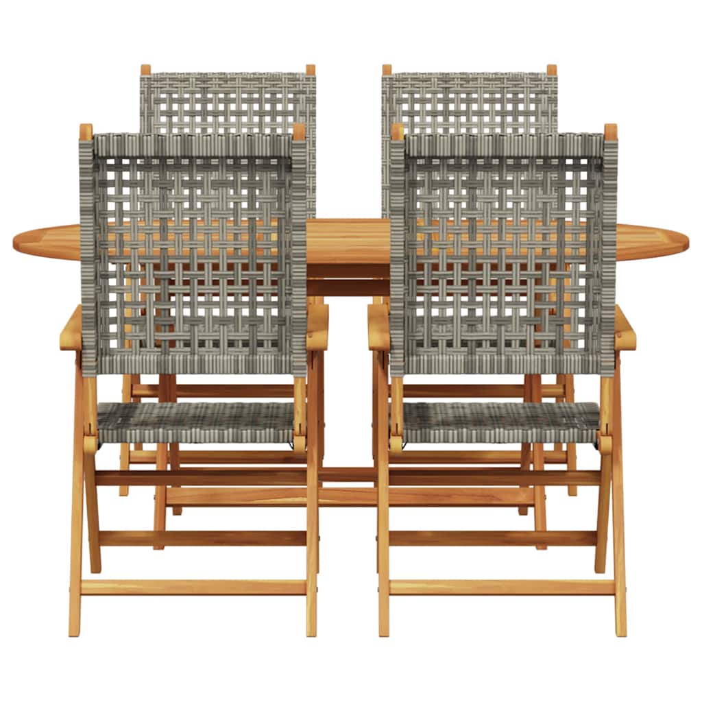 Garden Dining Set 5 pcs Grey Solid Acacia Wood