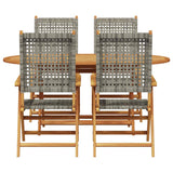 Garden Dining Set 5 pcs Grey Solid Acacia Wood