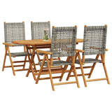 Garden Dining Set 5 pcs Grey Solid Acacia Wood