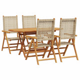 Garden Dining Set 5 pcs Beige Solid Acacia Wood