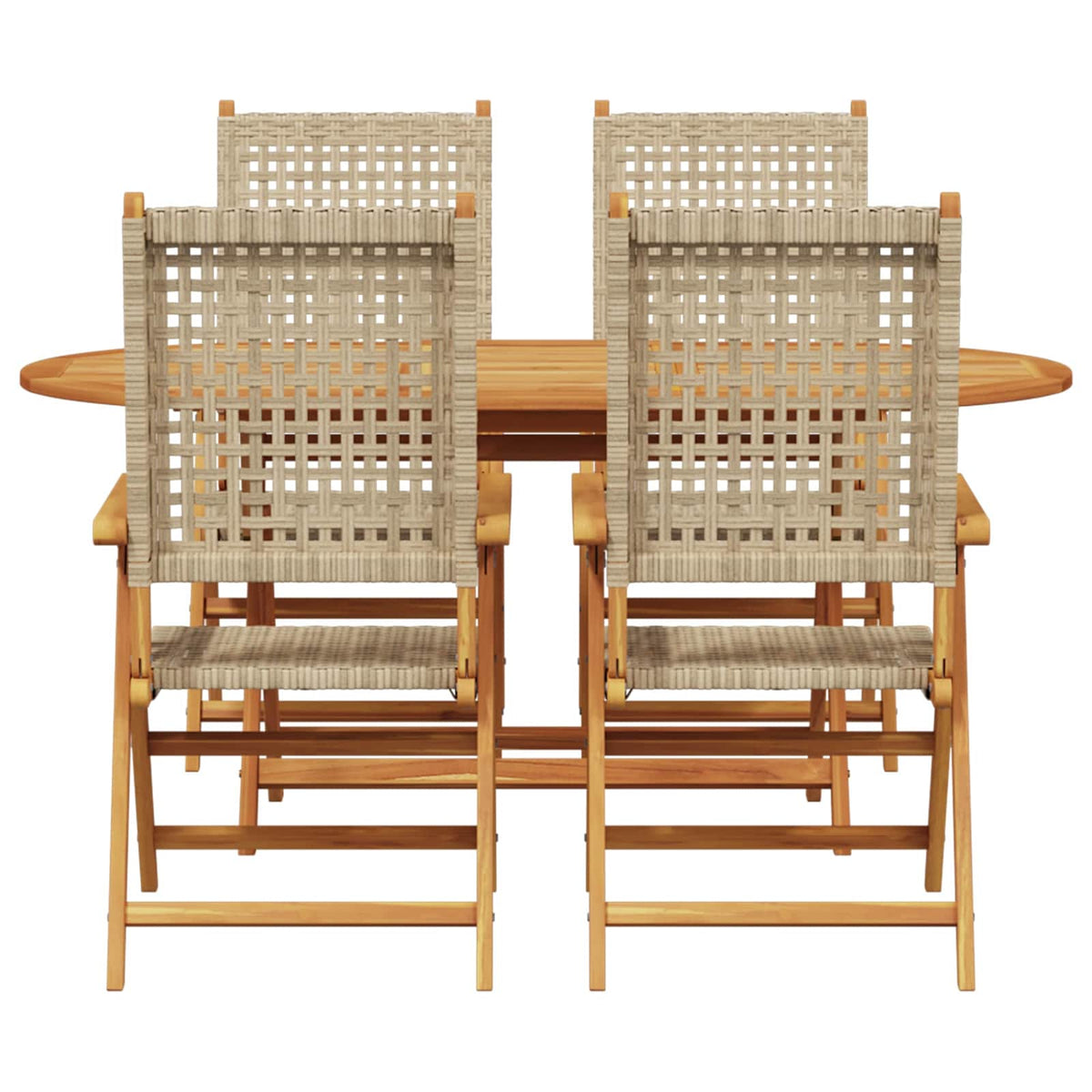 Garden Dining Set 5 pcs Beige Solid Acacia Wood
