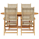 Garden Dining Set 5 pcs Beige Solid Acacia Wood