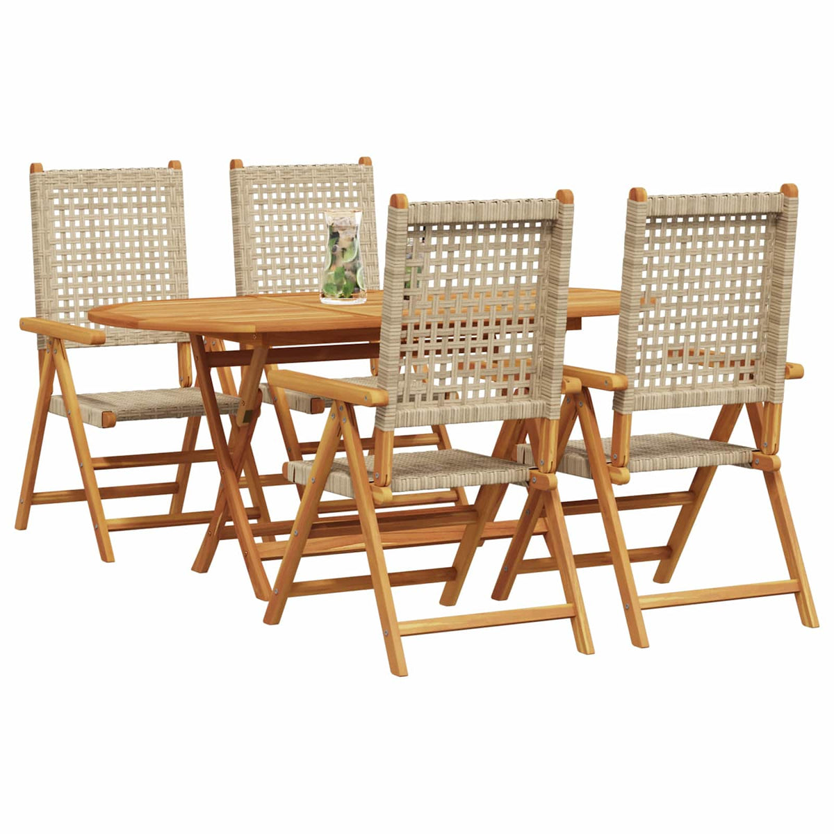 Garden Dining Set 5 pcs Beige Solid Acacia Wood