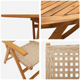 Garden Dining Set 7 pcs Beige Solid acacia wood and poly rattan - Extra Image