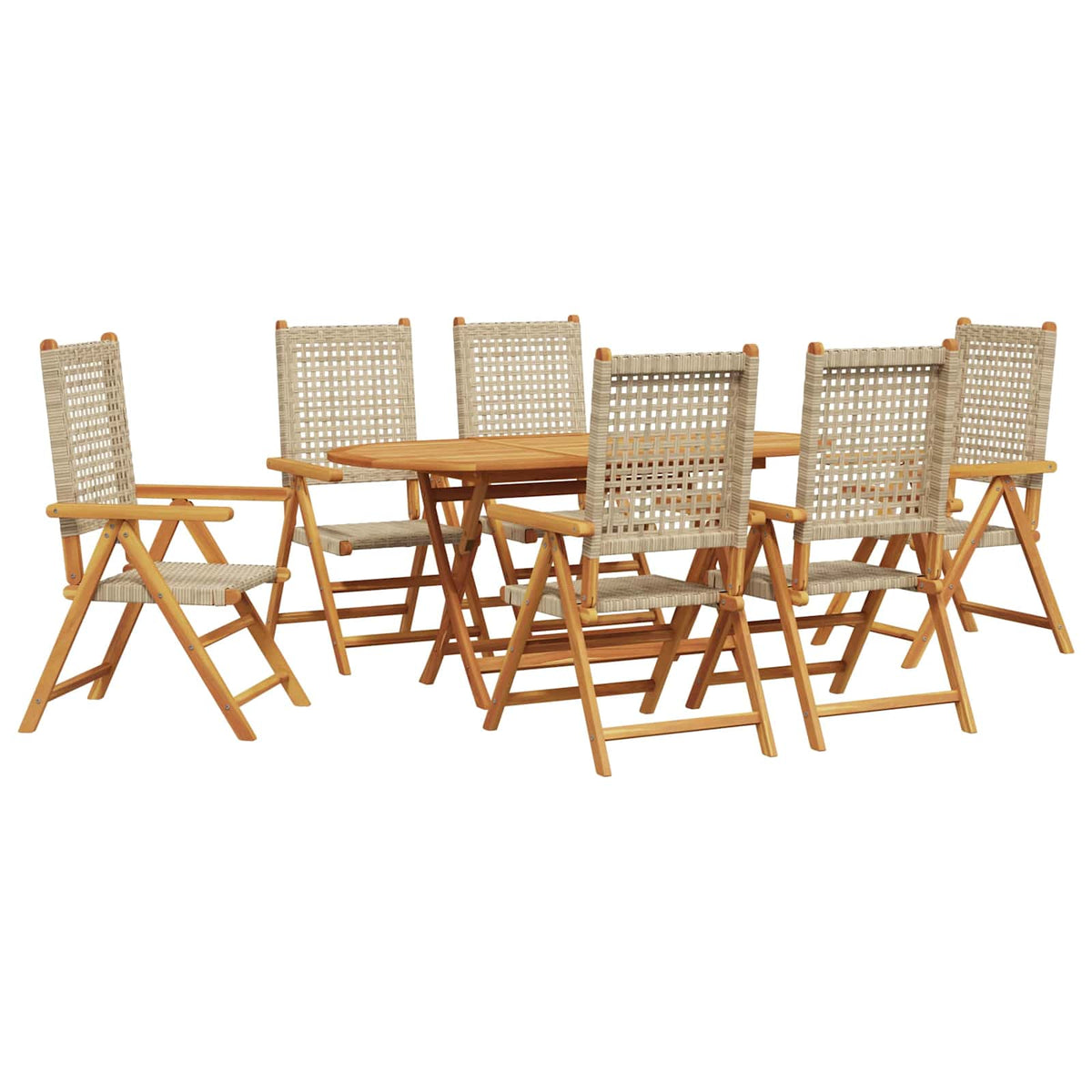 Garden Dining Set 7 pcs Beige Solid Acacia Wood