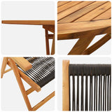 Garden Dining Set 5 pcs Black Solid Acacia Wood