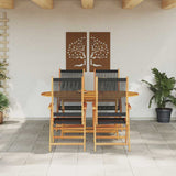 Garden Dining Set 5 pcs Black Solid acacia wood and poly rattan
