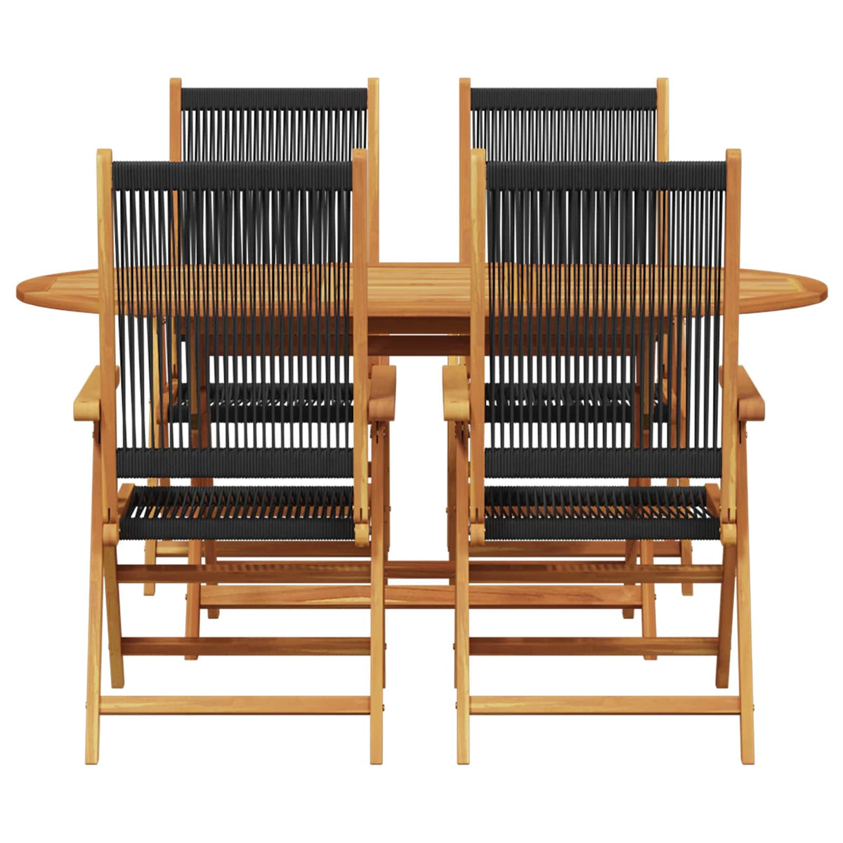 Garden Dining Set 5 pcs Black Solid Acacia Wood