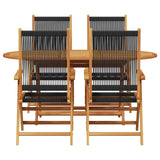 Garden Dining Set 5 pcs Black Solid Acacia Wood
