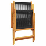 Garden Dining Set 5 pcs Black Solid acacia wood and poly rattan - Extra Image