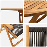 Garden Dining Set 7 pcs Black Solid acacia wood and poly rattan - Extra Image