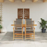 Garden Dining Set 5 pcs Grey Solid acacia wood and poly rattan - Top-Down View