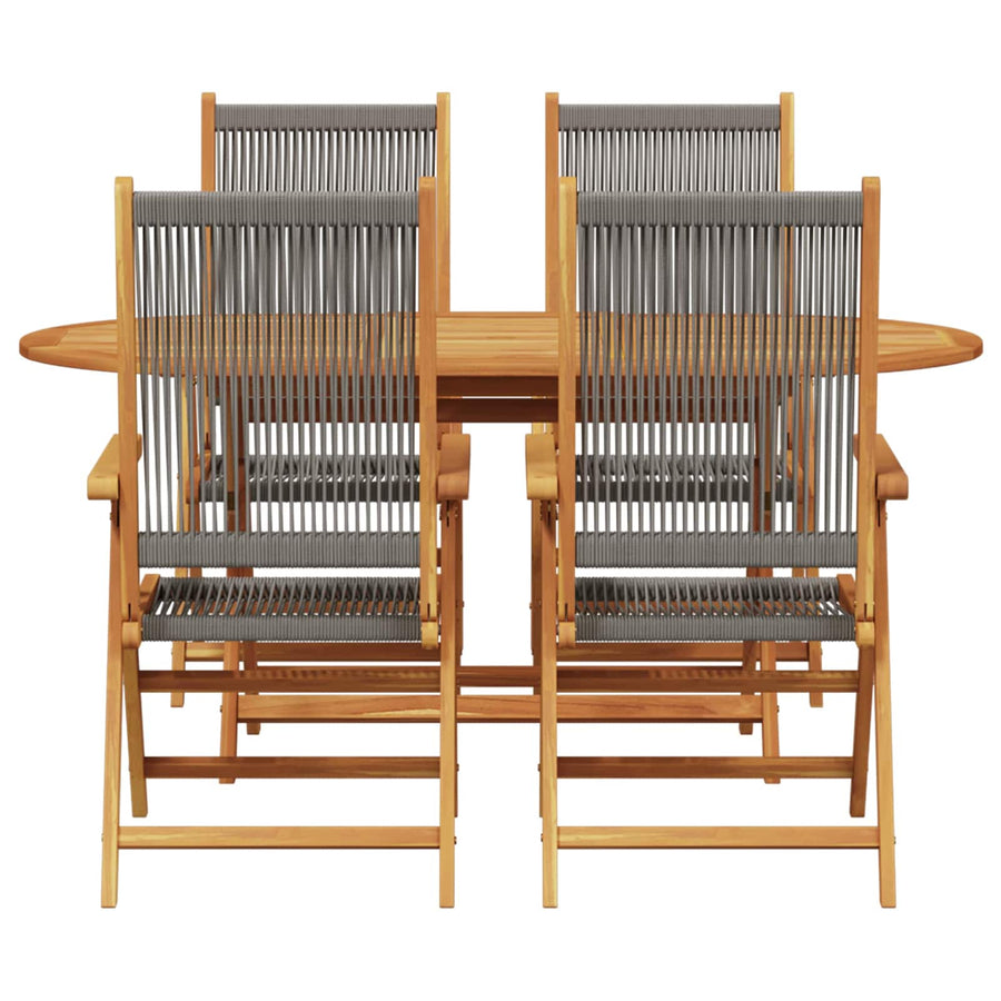 Garden Dining Set 5 pcs Grey Solid Acacia Wood