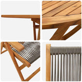 Garden Dining Set 7 pcs Grey Solid acacia wood and poly rattan - Extra Image