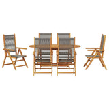 Garden Dining Set 7 pcs Grey Solid acacia wood and poly rattan - Close-Up Angle