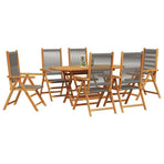 Garden Dining Set 7 pcs Grey Solid Acacia Wood