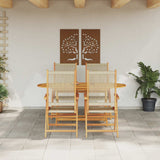 Garden Dining Set 5 pcs Beige Solid Acacia Wood