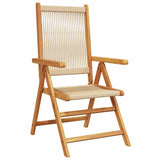 Garden Dining Set 5 pcs Beige Solid acacia wood and poly rattan - 45-Degree Angle