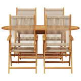 Garden Dining Set 5 pcs Beige Solid acacia wood and poly rattan - Extra Image