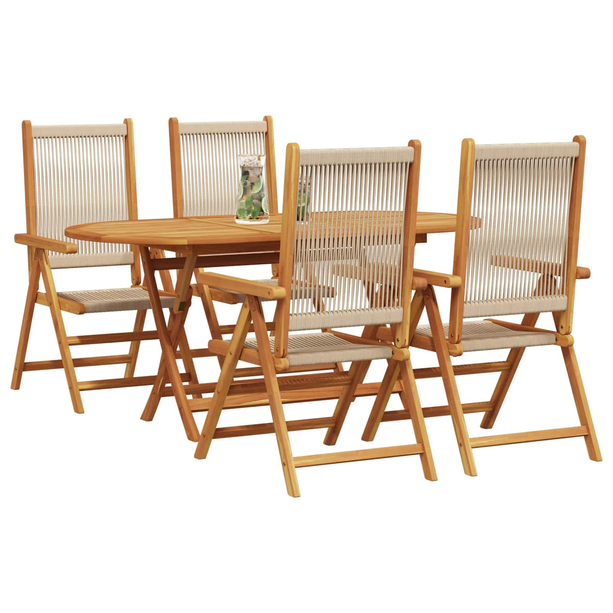 Garden Dining Set 5 pcs Beige Solid Acacia Wood