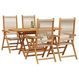 Garden Dining Set 5 pcs Beige Solid Acacia Wood - Side View