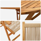 Garden Dining Set Folding 7 pcs Beige Solid Acacia Wood