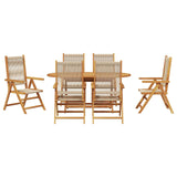 Garden Dining Set Folding 7 pcs Beige Solid Acacia Wood - Close-Up Angle