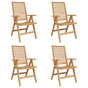 Chair 4 pcs Brown Solid Teak Wood Convertible