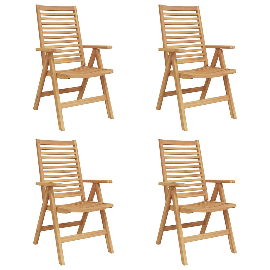 Chair 4 pcs Brown Solid Teak Wood Convertible