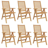 Garden Chair 6 pcs Brown 52 x 64.5 x 108 cm Solid teak wood - Front View