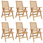 Chair 6 pcs Brown Solid Teak Wood Convertible
